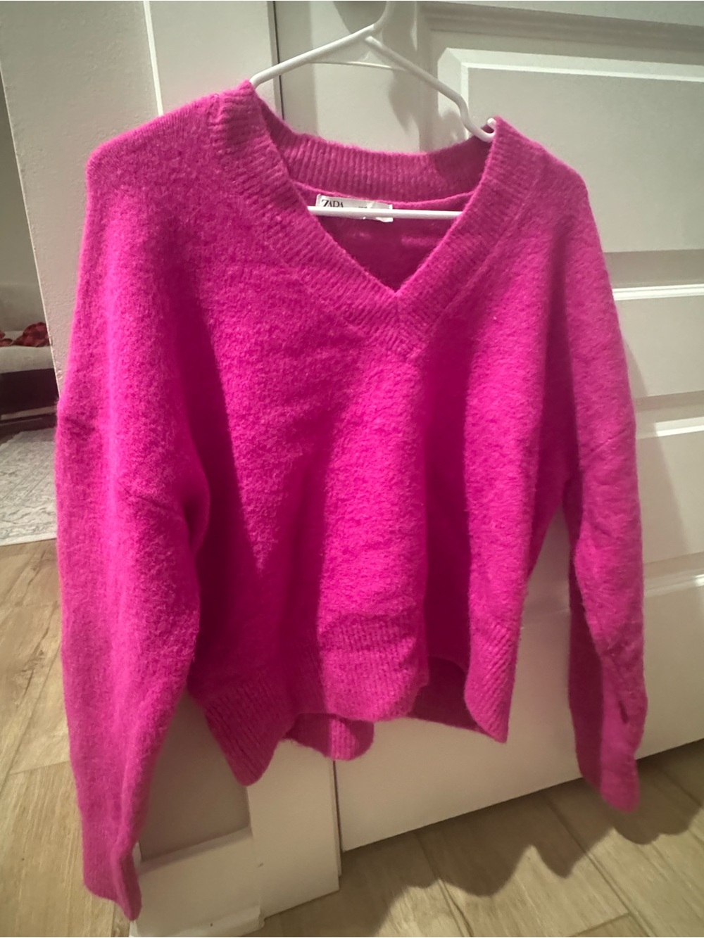 Zara Bright Fuchsia V-Neck Sweater